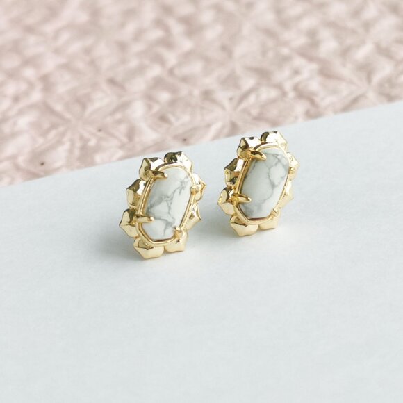 Kendra Scott Piper White Howlite Stud Earrings - Picture 3 of 3